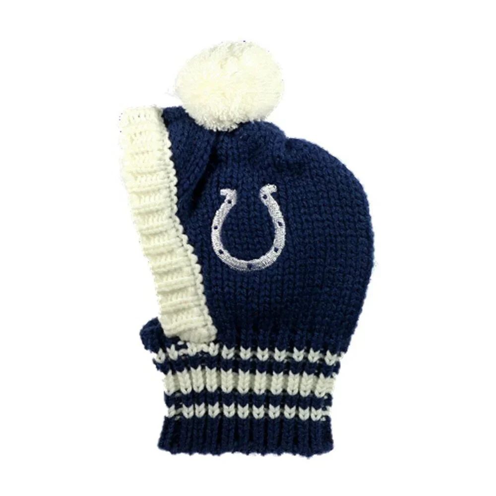 Dog Puppy Cat NFL Indianapolis Colts Knit Beanie Hat S Blue Ski Snow Winter Pet